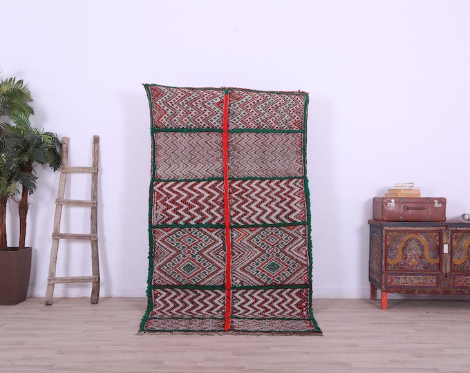 Moroccan kilim,Berber design kilim,Handwoven kilim,handmade flat woven,Tribal kilim 7.3x4.1FT