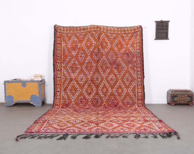 Gorgeous Moroccan area rug,handmade rug,contemporary rug,vintage home rug 12.4ft x 6.6ft