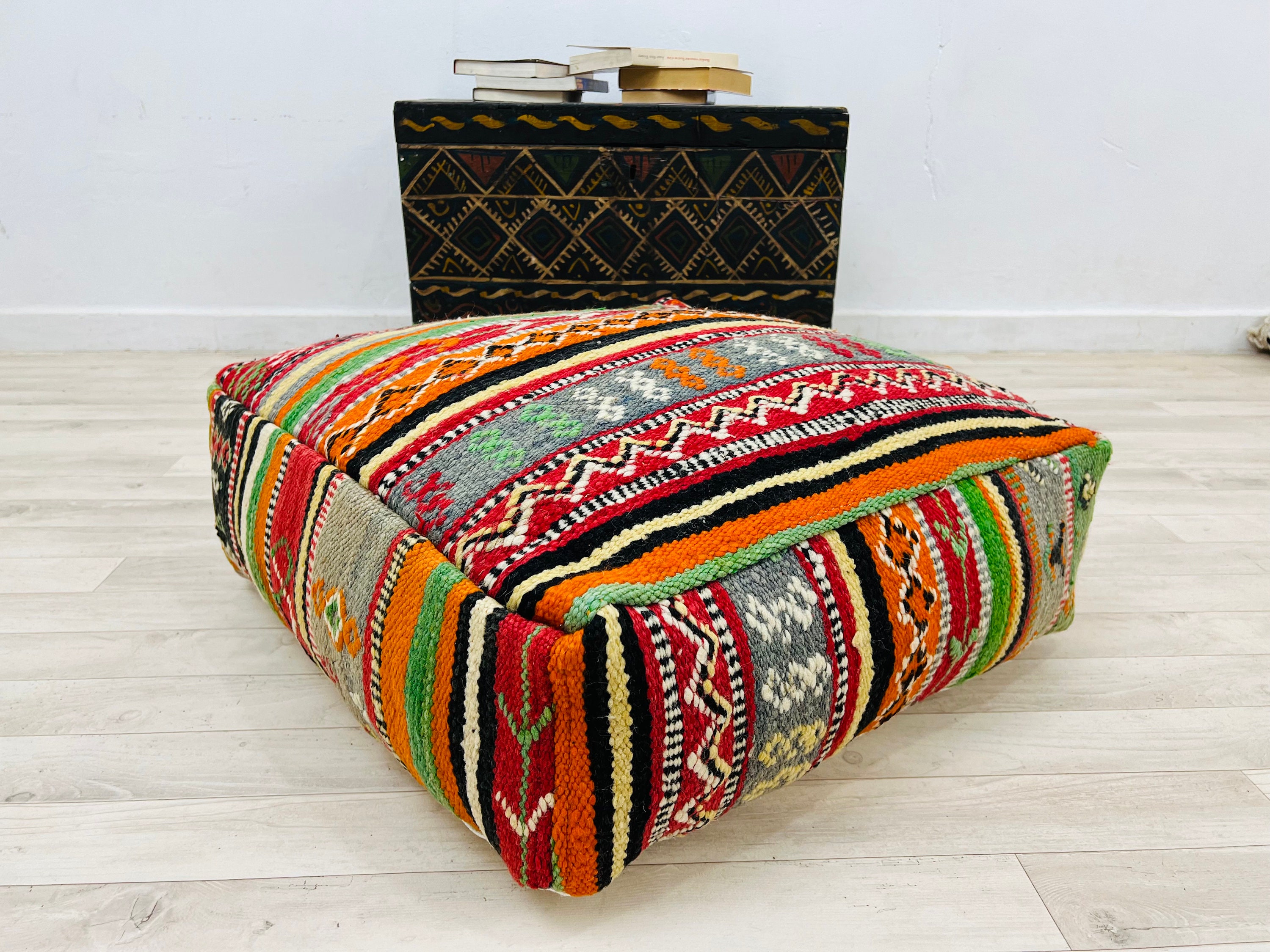 Free Gift Wrapping Vintage Floor Cushion Handmade Berber Pouf Ottoman Pillow 24 8
