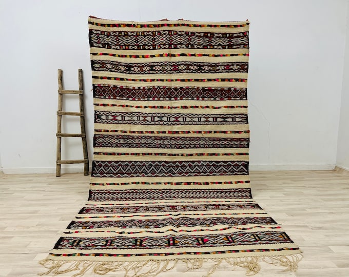 Moroccan Kilim Rug,Berber carpet,Tribal Kilim rug,colorful carpet,vintage kilim 9.7FT x 5.5FT