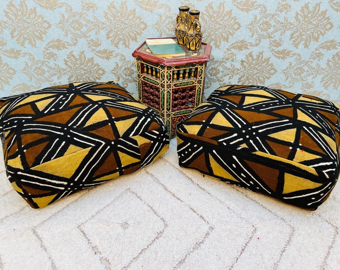 30% off Mudcloth Floor Cushion,Mudchloth pouf cover,African Fabric pouf 24" 24" 8" Inches