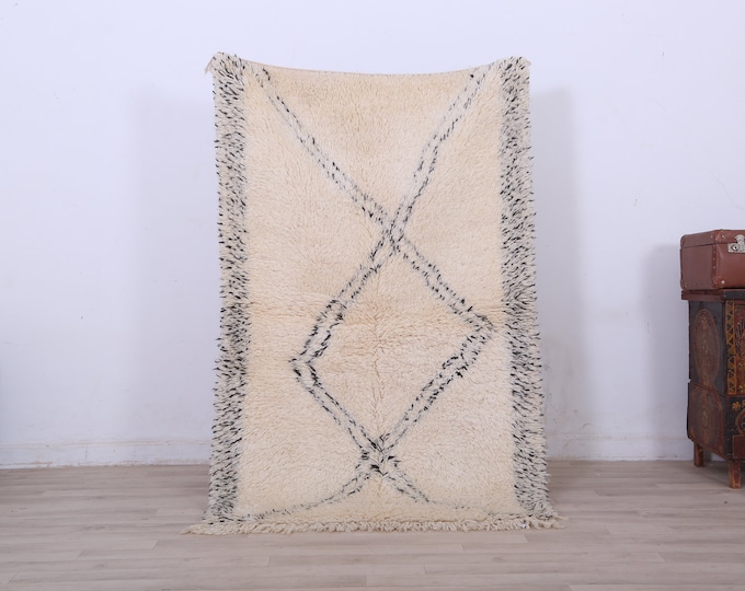 70* Moroccan Berber Rug-Sheep Wool Rug-Beni ourain Rug-ABSTRACT Rug-Tribal Rug 5.2x3.2FEET
