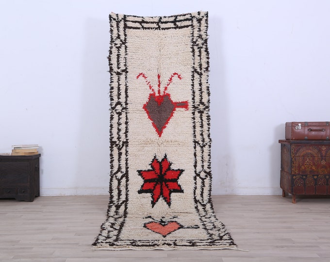 Moroccan Carpet,Handmade Wool Rug,Luxury Fine Rug,Authentic Wool Rug,Vintage Tribal Rug 9.6x3.1 FEET