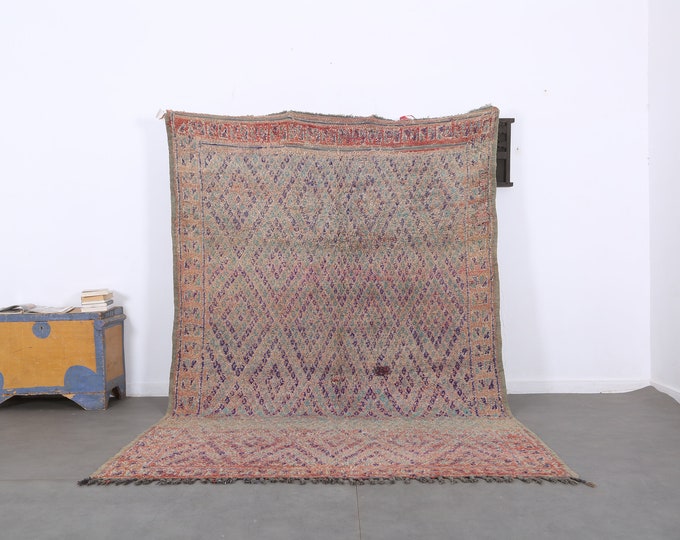 Genuine wool rug,Rug making,luxury carpet,Moroccan old rug 9.8 FT x 6.4 FT