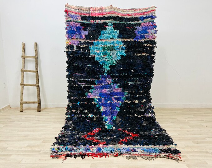 Beautiful rug,Colored handmade carpet,Vintage boujaad,Moroccan Boucherouite 8.3ft x 4.7ft