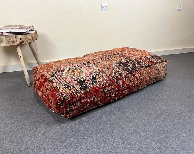 Rectangulare floor cushion vintage floor pouf ottoman pouffe 48" x 24" x 8" FREE SHIPPING
