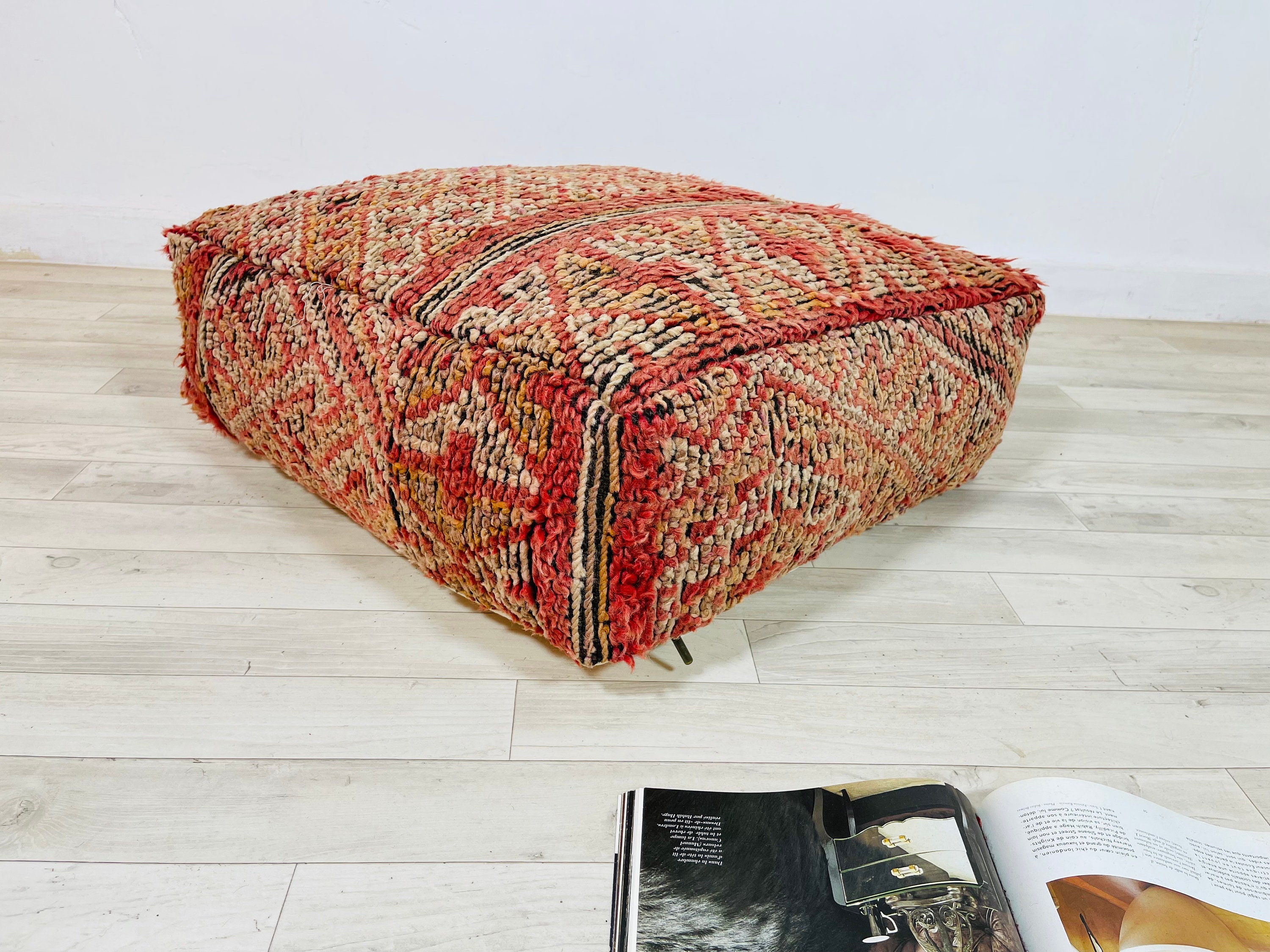 Vintage Chic Floor Cushion_Ottoman Pouf_Rug Footstool_Comfortable Chair_Yoga Pouf_Moroccan Cushion