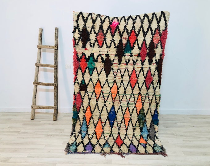 Bohemian Bocherouite rug Moroccan rug Berber rug abstract rug colorful rug 6x3.6 Ft/188x110cm freeshipping