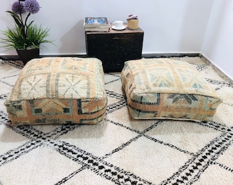 Vintage Boden Boho Pouf,Osmanischer Stuhl,Wohndeko Pouf,Osmanische Bezüge 24x24x8Zoll Kostenloser Versand.