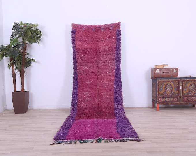 Violet moroccan rug,carpet pillow,doormat rug, groovy rug, handmade wool rug,11.0x3.5FT