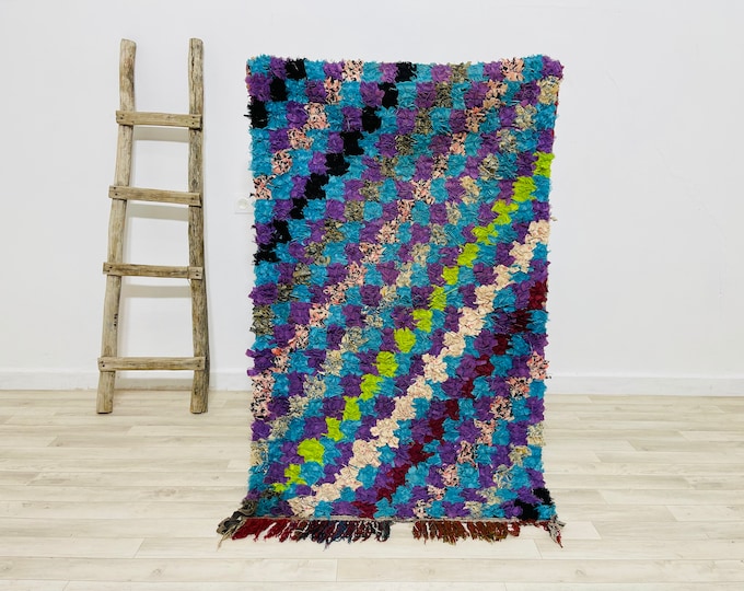 Colorful Vintage Moroccan Rug 4.7x3Ft_Berber Rug_Luxury Organic rug from Morocco T5/202
