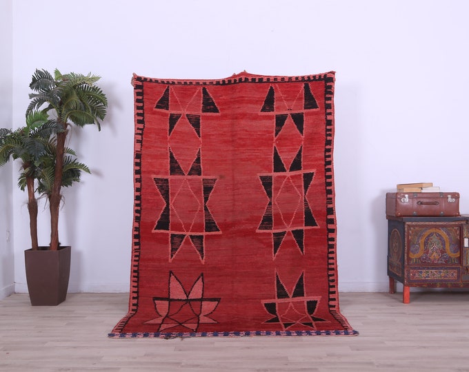 Moroccan Floor Vintage Rug Area Rug Wool Livingroom style rug 7.8 x 5 FEET