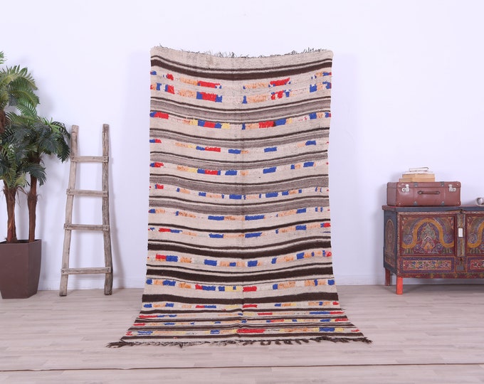 Azilal kilim rug ,Flatwoven Rug,tribal rug,Morocca kilim rug, genuine wool rug,8.8x4.4FT