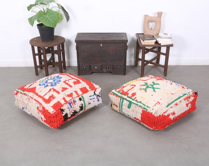 Moroccan pouf-Handmade Berber Pouf-Ottoman Floor Cushion 24" 24" 8"