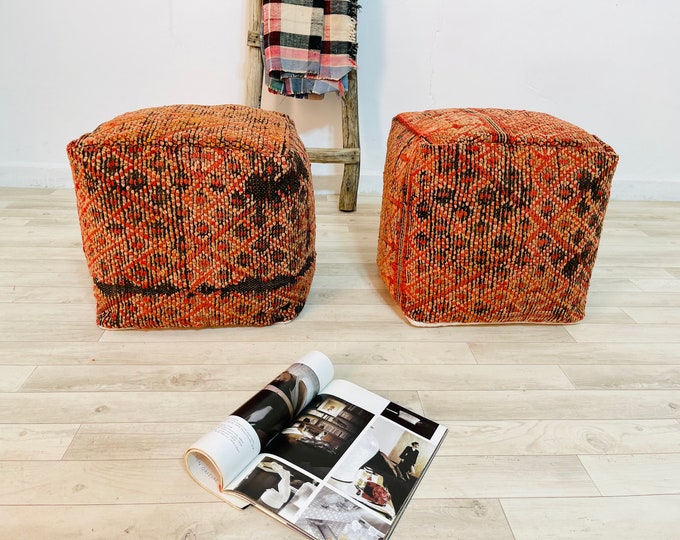Amazing Vintage pouf_Moroccan Fabric pouf_Beanbag ottoman_made from Morocco_Aprox16"16"16"
