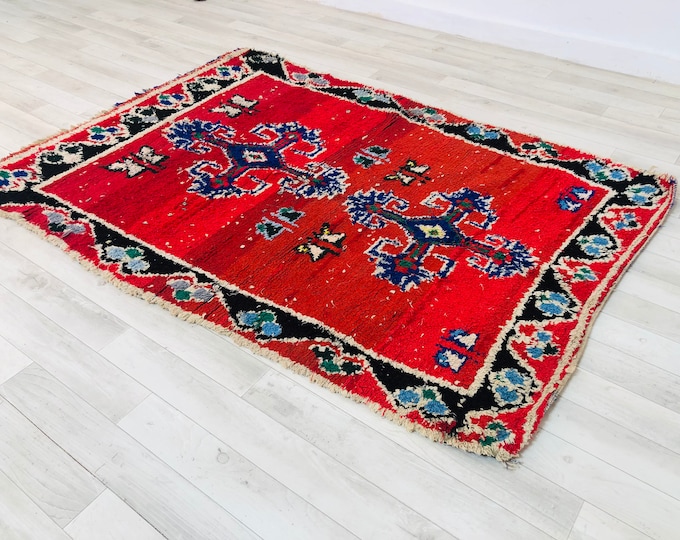 5x3.5Ft Vintage Morocco Contemporary Rug 80's