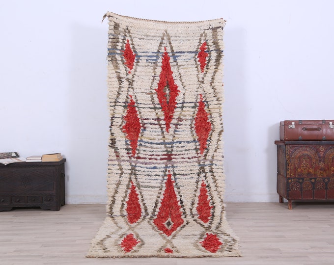Vintage Moroccan Rug Berber Wool Rug 9 x 3.2FT