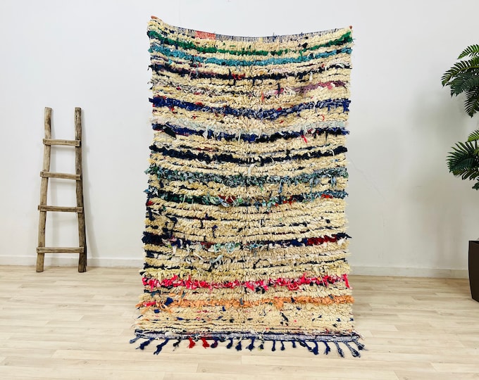 Fatima-Abstract Wool Rug-Area Rug-Handamde Rug-Boho Chic Rug-Stunning Rug 6.8 x 4.3 FT Free shipping