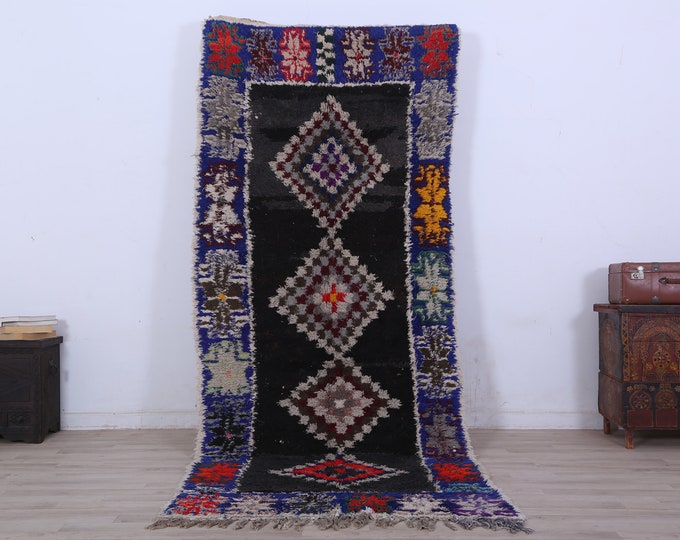 Handmade boucherouite Rug,Livingroom boucherouite Rug,Moroccan boucherouite Rug 9.1x3.9FT