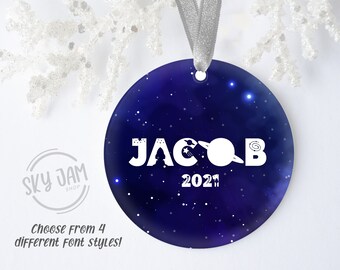 Custom Space Ornament, Personalized Ornaments for Kids - Universe Ornament - Galaxy Christmas Ornament - Space Themed Christmas Gift
