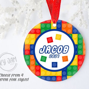 Blue Toy Brick Christmas Ball Ornament Building Kit by AbbieDabbles lego Blue Toy Brick Christmas Ball Ornament Building Kit by AbbieDabbles lego