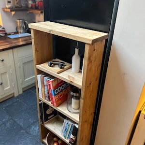 Minimalist rustic wood 22cm deep bookcase with 20cm deep bookshelves