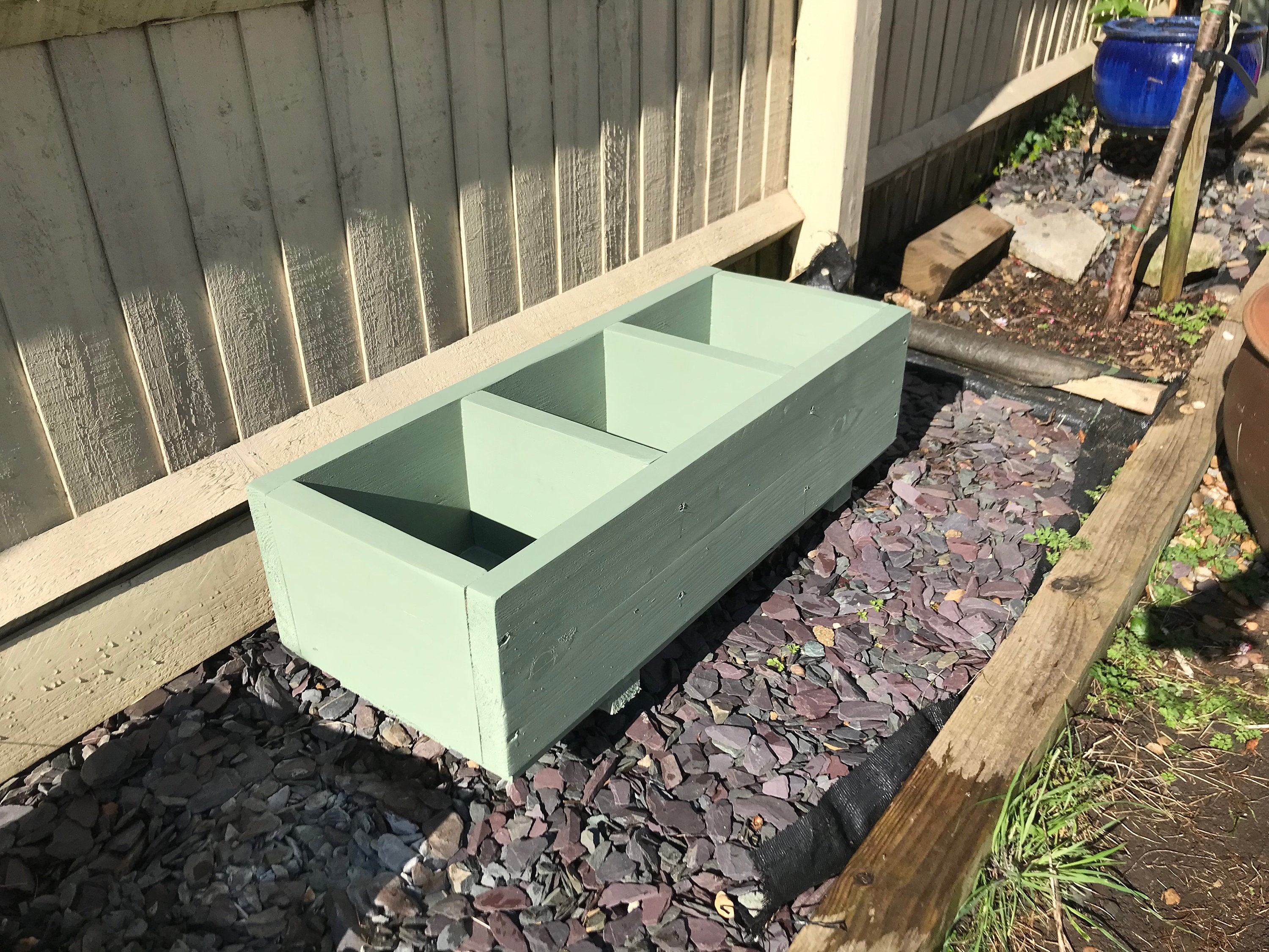 Garden planter trough with dividers / separators 90cm long x 35cm wide