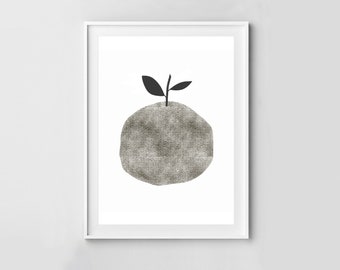 Apple Art Print | Graphic Illustration | Monochrome Wall Art | Modern Home Decor | Minimalist Design | Instant Printable Art Download