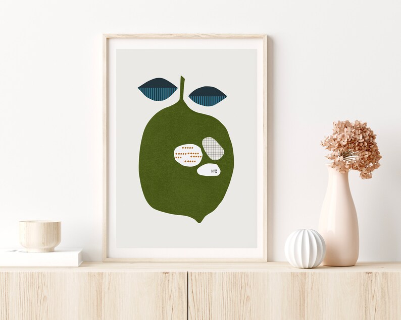 Fruit Wall Art Modern Illustration Home Decor Bright Etsy