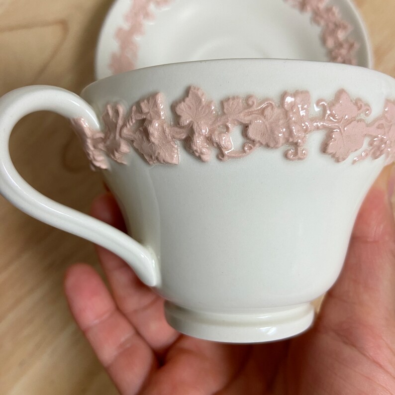 Wedgwood Queensware Pink Cup and Saucer Etsy