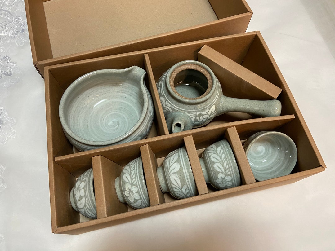 Korean Yeoju Flower Pottery Tea Set for 5 People Etsy