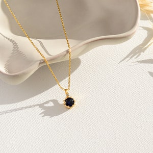 Real Blue Sapphire Star Necklace Solid Gold/Gold Vermeil Sapphire Pendant, September Birthstone Gifts for Mum, Birthday Gifts For Her
