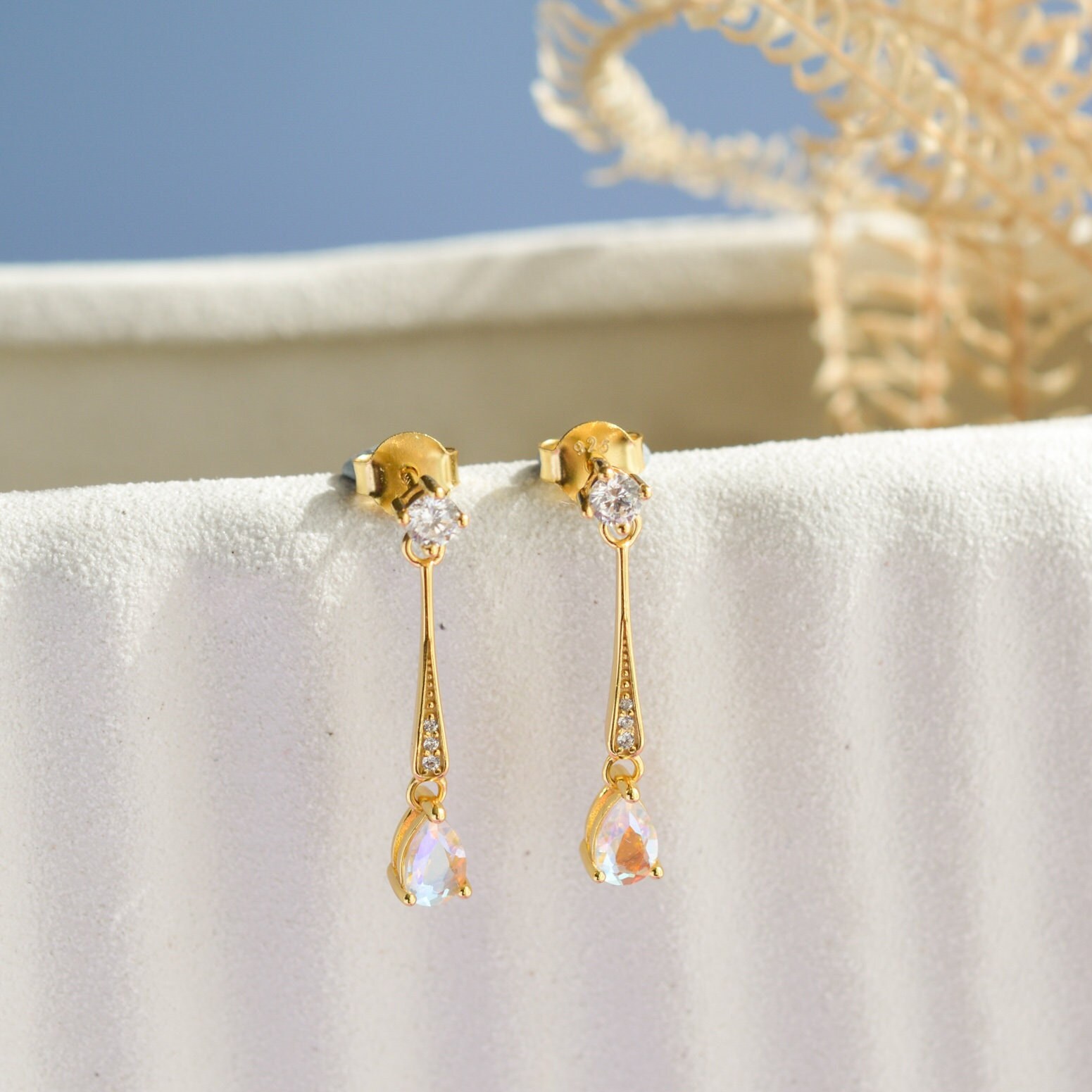 Rose Gold Dangle Earrings Women