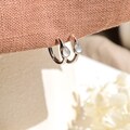 Moonstone Silver Hoop Earrings, Dainty Moonstone Huggies Sterling Silver, Small Birthstone Gold Hoops, Minimalist hoop earrings