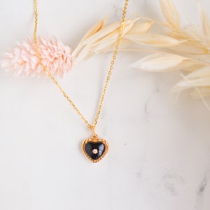 Black Onyx Heart Necklace; Gemstone Pendant Necklace; Gifts for Her; Anniversary / Birthday Jewellery Gifts