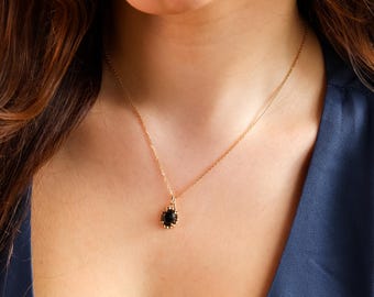 天然ブラックオニキスゴールドネックレス、ゴールドスタッドイヤリング、ヴィンテージオニキスゴールドジュエリー、イヤリングネックレスセット、彼女への誕生日プレゼント