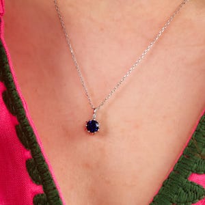 Genuine Blue Sapphire Star Necklace Sterling Silver, Dainty Gold Vermeil Sapphire Pendant, September Birthstone Birthday Gifts For Her