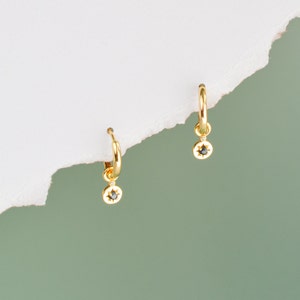 Natural Blue Sapphire Hoop Earrings, Gold Huggies Real Sapphire Hoops, Star Dainty earrings, Birthday Gifts for Her