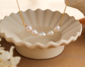 Freshwater Pearl Necklace Gold Sterling Silver, 18K Gold Vermeil Bridal Wedding Jewellery Bridesmaid gift, Birthday Gift for Her