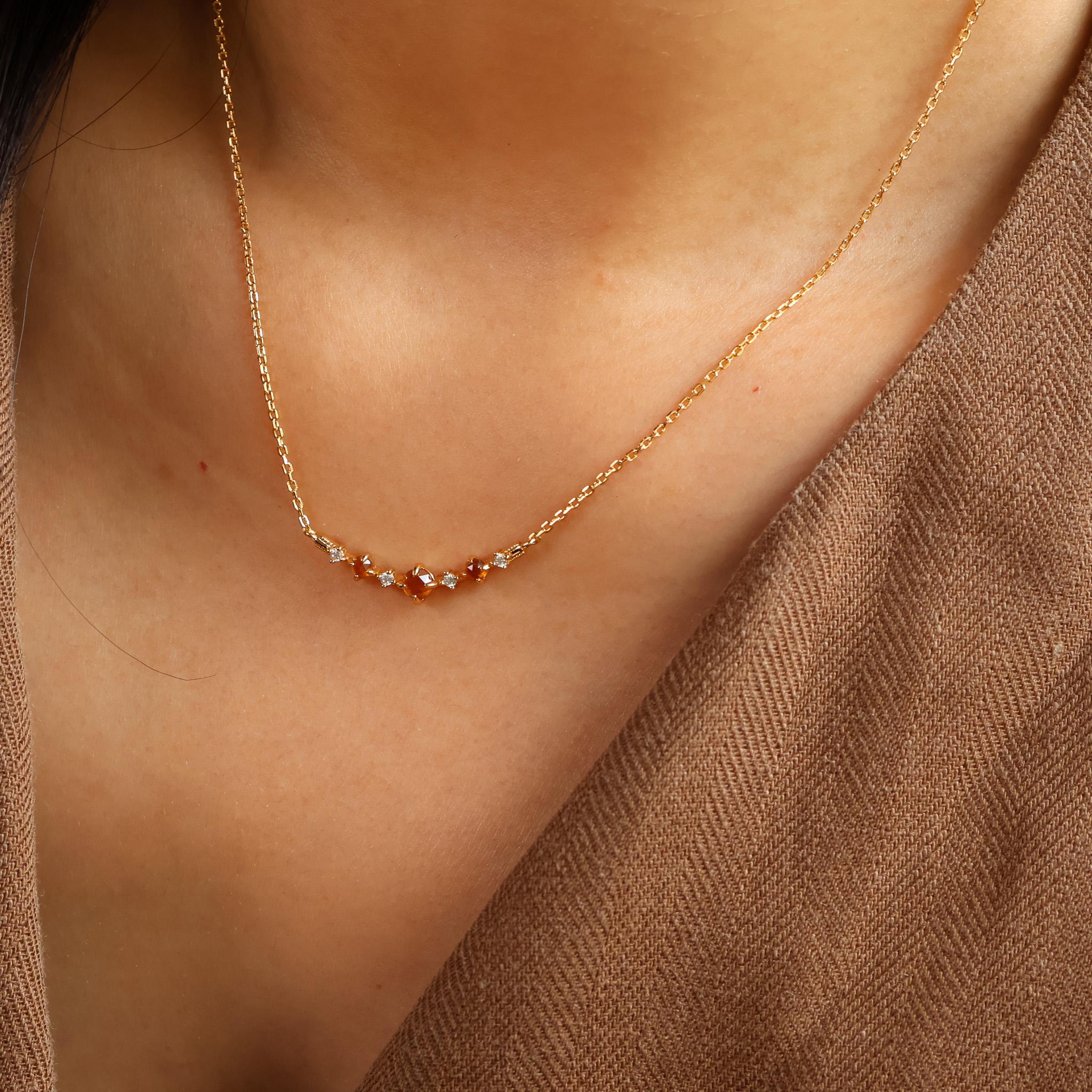 Natural Garnet Gold Necklace, Vintage Gemstone gold Earring Necklace Set, Birthday Gifts for Her