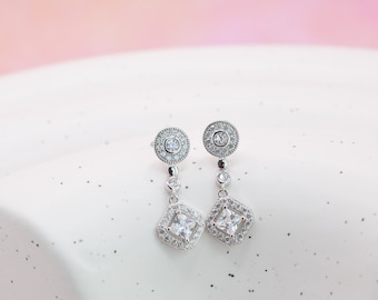 Boucles d’oreilles Art Déco en argent 925 Boucles d’oreilles Sterling Silver Drop Dangle, Boucles d’oreilles de mariée de mariage, cadeaux d’anniversaire pour elle