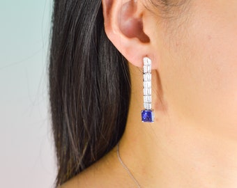 Orecchini pendenti con zaffiro blu / Gioielli da sposa per
