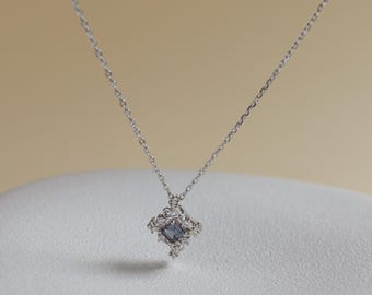 Alexandrite Sterling silver Necklace, June Birthstone Vintage Pendant, Birthday Gifts for Her