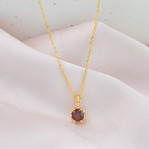 Natural Garnet Gold Necklace, January Birthstone Star Pendant, bridal Jewellery, Birthday Gifts For Her image 1