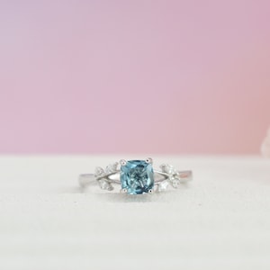 Topaz Sterling Silver Ring, Blue Stone Promise Ring, Engagement Ring, Sterling Silver Birthstone Ring, anniversary birthday gift for her