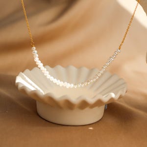 Freshwater Pearl Necklace Gold Sterling Silver, Pearl Bar Necklace, Bridesmaid gift, Birthday Gift for Her