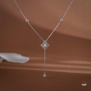 Natural Opal Art Deco Silver Necklace, Birthstone vintage Pendant, Bridal Wedding Jewellery, Birthday Gifts for her