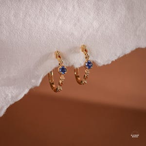 Blauwe saffieroorbellen 14 kt goud vermeil, echte saffiersieraden, vintage geboortesteen cadeau voor haar