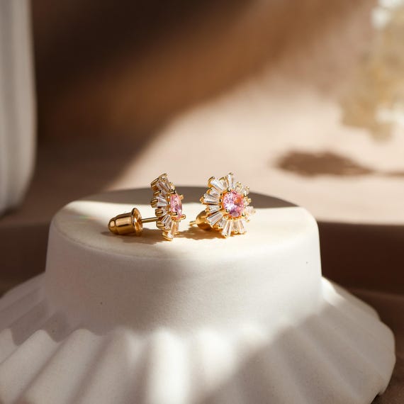 Orecchini A Bottone Donna Argento 925 Con Zirconia – Cerchi Doppi Minimal – Regalo Gioiello