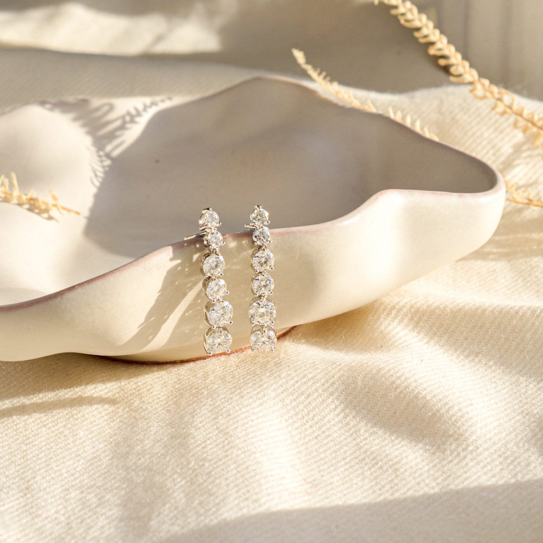 Platinum-Plated 2 Carat Moissanite Drop Earrings